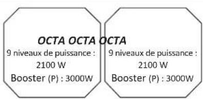 OCTA OCTA OCTA 9 niveaux de puissance : 2100 W Booster (P) : 3000W 9 niveaux de puissance : 2100 W Booster (P) : 3000W