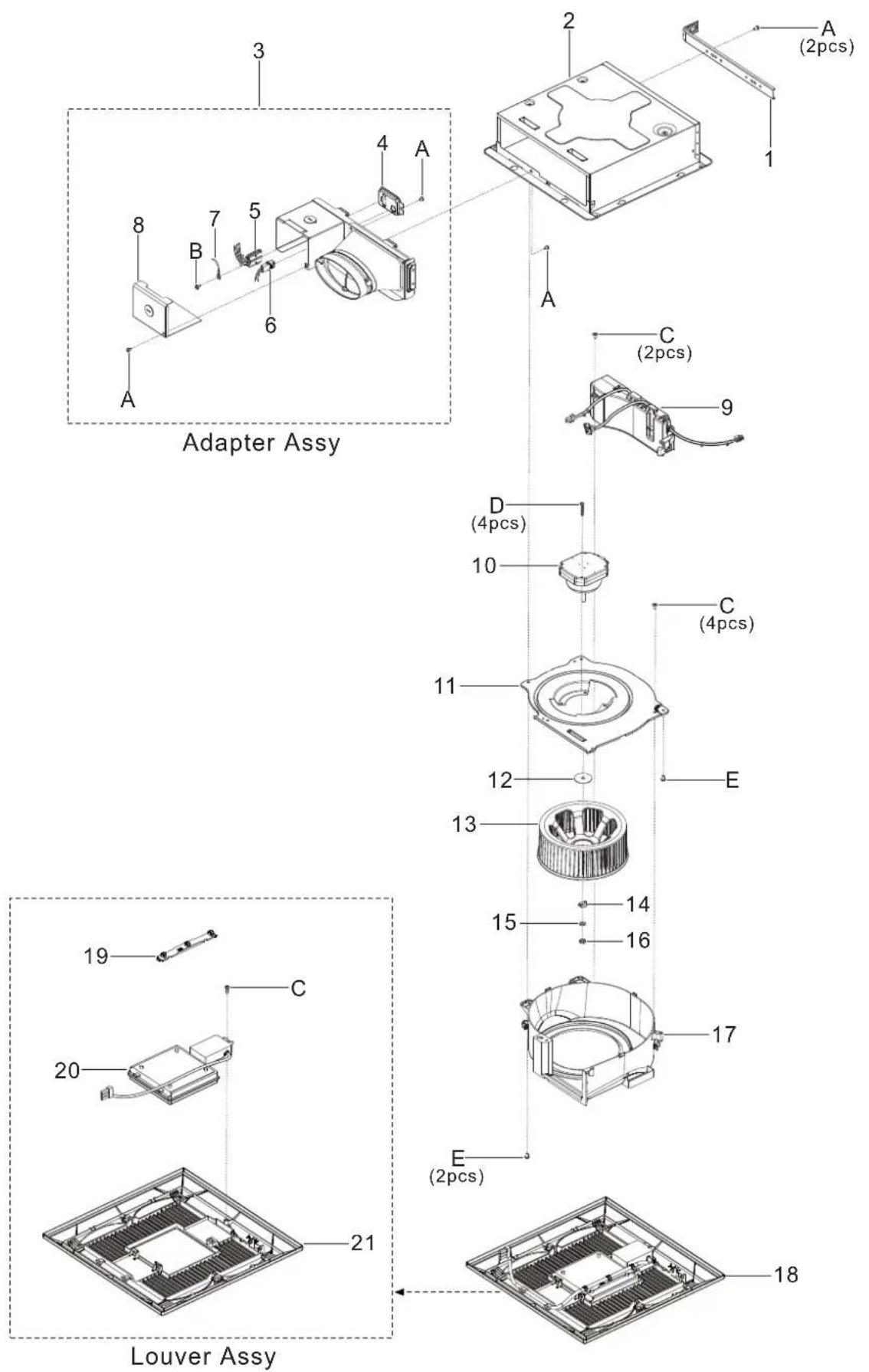 Adapter Assy Louver Assy