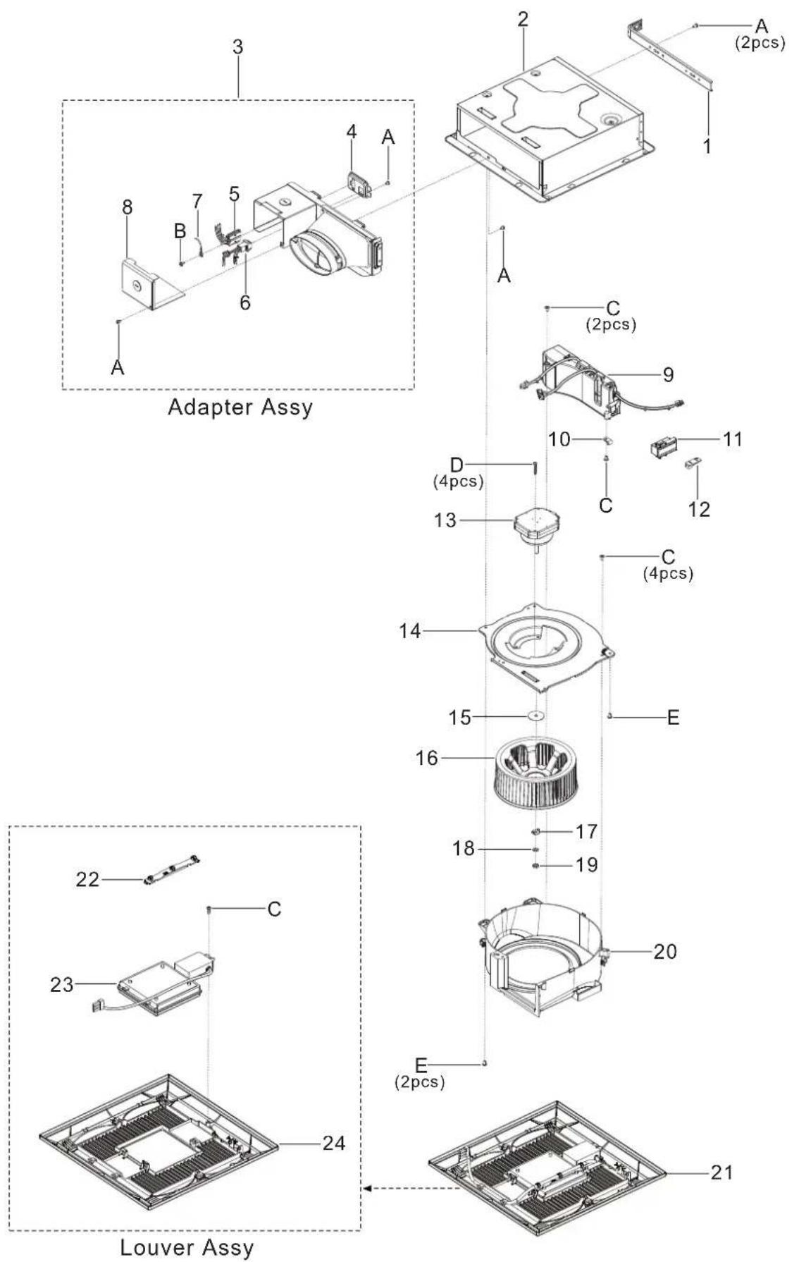 Adapter Assy Louver Assy