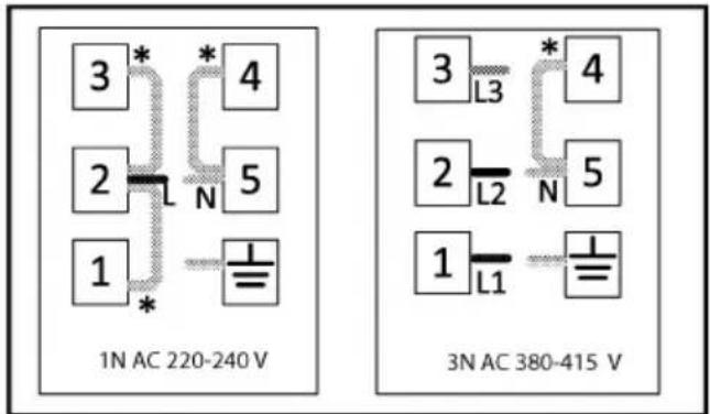 1N AC 220-240 V 3 * 4 2 L N 5 1 * 3 L3 * 4 2 L2 N 5 1 L1 = 3N AC 380-415 V