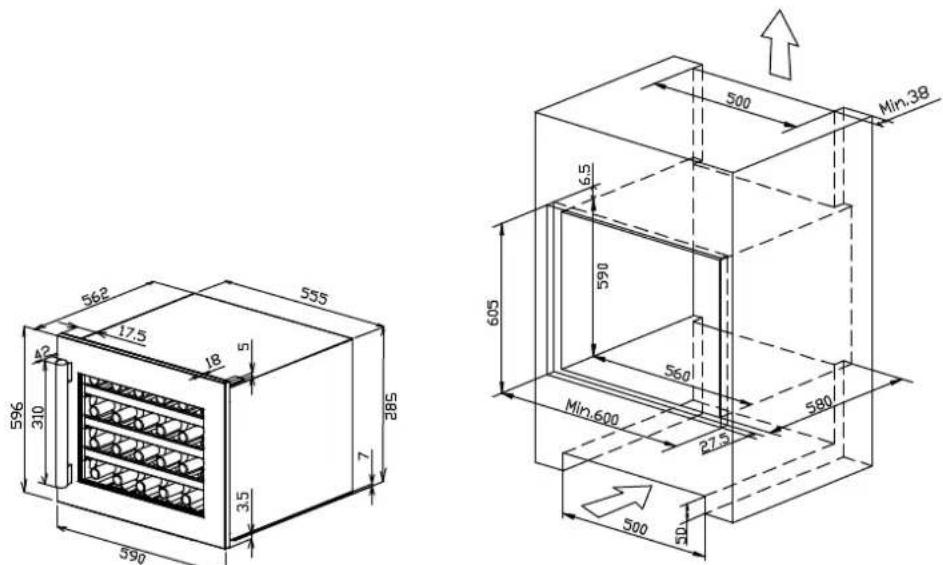 TEKA RVI 20041 GBK - Especificaciones de instalación para empotrar el armario - 1