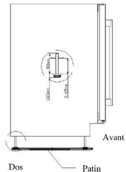 23.5cm 0-65cm 8.5cm 12.5cm Avant Dos Patin