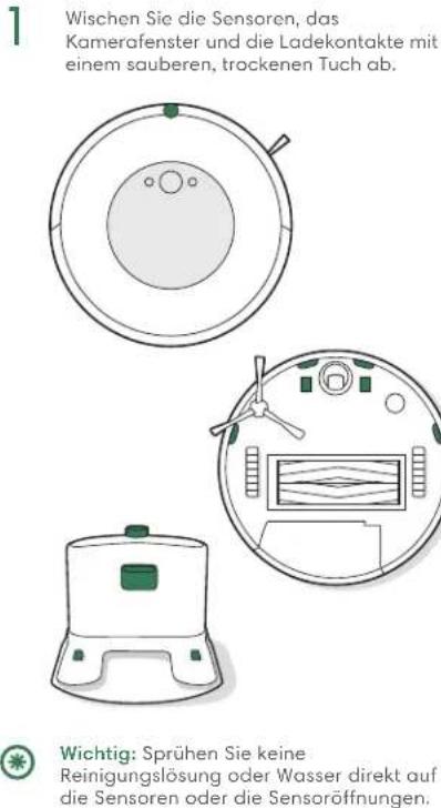 IROBOT Roomba Combo 5 - Reinigung der Sensoren, des Kamerafensters und der Ladekontakte - 1