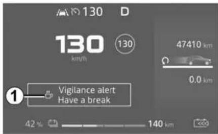 130 D 130 km/h 130 47410 km 0.0 km ① Vigilance alert Have a break 42% 140 km
