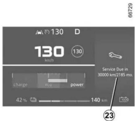 130 D 130 km/h 130 Service Due in 30000 km/2185 mo. charge power 42% 140 km 23