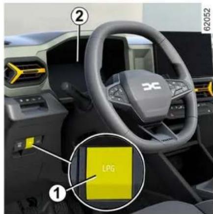 DACIA Nouveau Duster - Commande de selection du mode de carburant GPL/essence 1 - 2