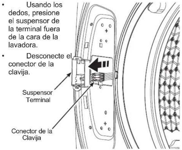 GE PFW955SPWGN - ⑥ RETIRE EL SUSPENSOR DE LA TERMINAL Y DESCONECTE EL CONECTOR DE LA CLAVIJA DE LA LAVADORA - 1