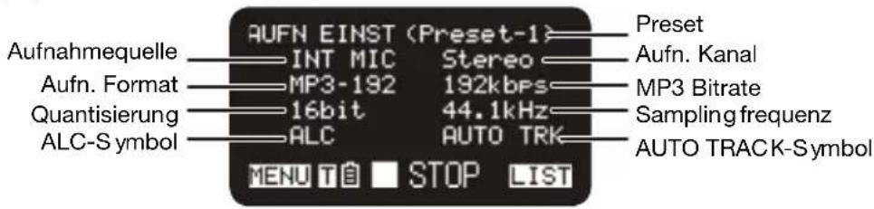 MARANTZ PMD561 - Record Setup (Aufnahmeeinstellungen) - 1