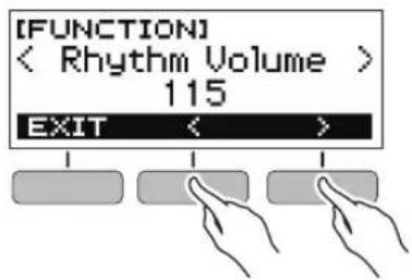 [FUNCTION] < Rhythm Volume > 115 EXIT < >