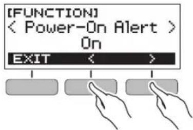 [FUNCTION] < Power-On Alert > On EXIT < >