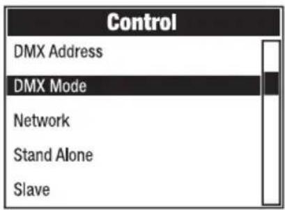 Cameo ORON H2 - AJUSTE DEL MODO OPERATIVO DMX (DMX Mode) - 1