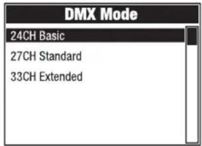Cameo ORON H2 - IMPOSTAZIONE DELLA MODALITÀ OPERATIVA DMX (DMX Mode) - 2