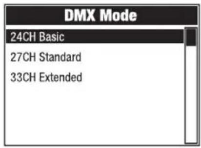 Cameo ORON H2 - USTAWIANIE TRYBU PRACY DMX (DMX Mode) - 2