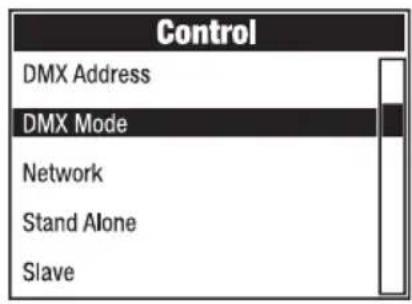 Cameo ORON H2 - USTAWIANIE TRYBU PRACY DMX (DMX Mode) - 1