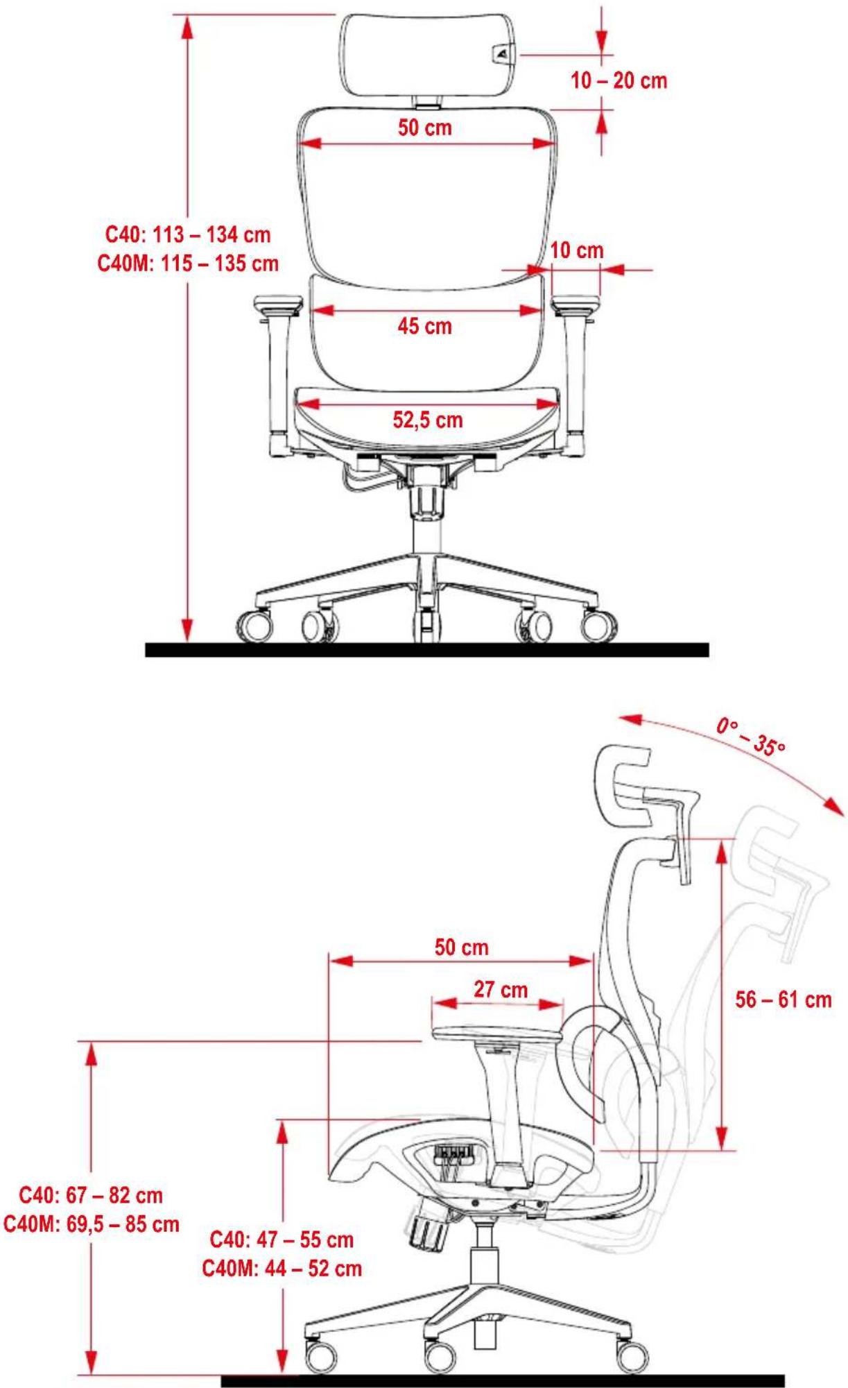 Sharkoon OfficePal C40M - Dimensions - 1