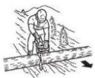 Shindaiwa 410EC - Stay on the uphill side of logs. - 1