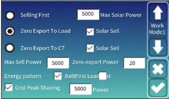 Deye SUN-3K-SG04LP1-EU-SM1 - Menu de configuration du mode de fonctionnement - 1