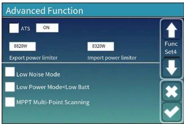 Deye SUN-3K-SG04LP1-EU-SM1 - Menu de configuration des fonctions avancées - 8