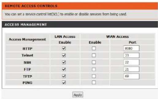 D-LINK DSL-2745 - Liste des contrôles d'accès - 1
