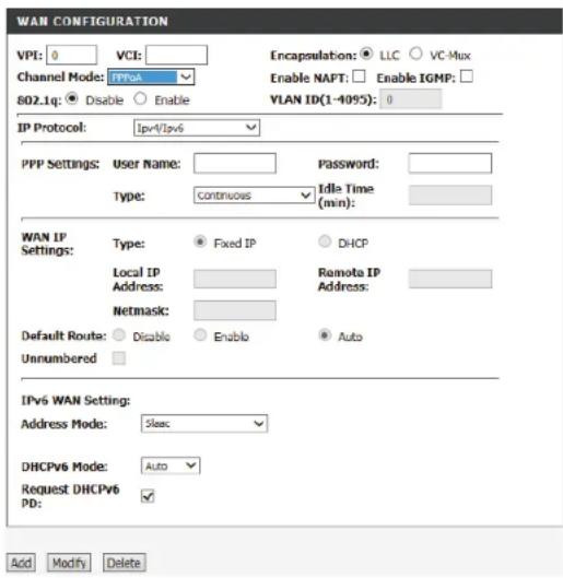 D-LINK DSL-2745 - WAN CONFIGURATION - 4