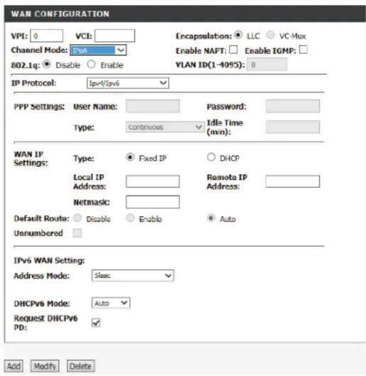 D-LINK DSL-2745 - WAN CONFIGURATION - 11