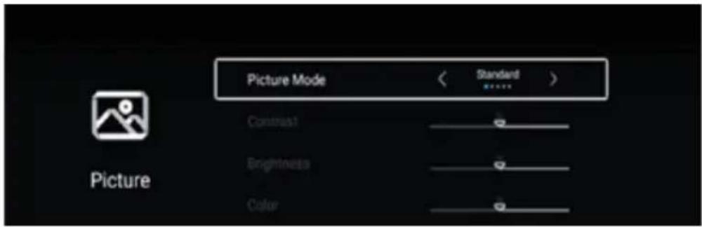 Picture Mode Standard Contrast Brightness Color