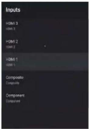 Inputs HDMI 3 HDMI 3 HDMI 2 HDMI 2 HDMI 1 HDMI 1 Composite Composite Component Component