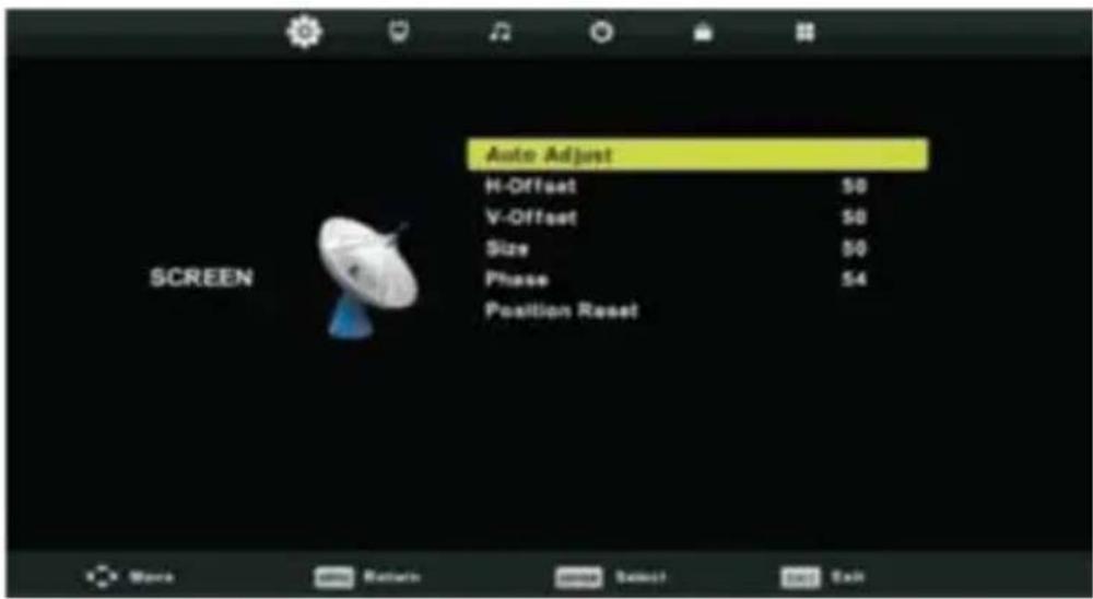 Auto Adjust H-Offset 50 V-Offset 50 Size 50 Phase 54 Position Reset