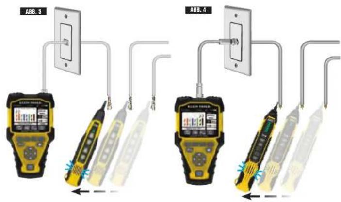 Klein Tools VDV501-770 - ANALOGE TONORTUNG AUF INSTALLIERTEM RJ45/RJ11/RJ12 (ABB. 3) ODER KOAXIALKABEL (ABB. 4) - 2