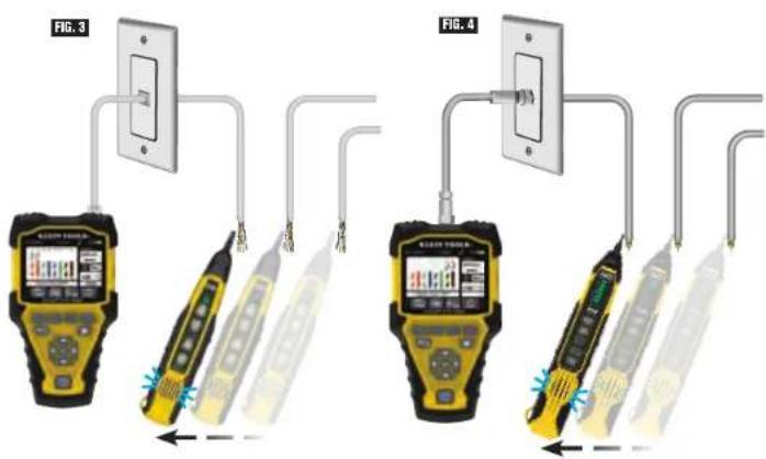 Klein Tools VDV501-770 - ANALOG TONE TRACING ON INSTALLED RJ45/RJ11/RJ12 (FIG. 3) OR COAX CABLE (FIG. 4) - 2