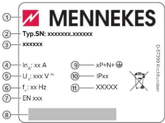 Mennekes AMTRON Compact 2.0S 11 - Typeskilt - 2