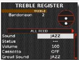 KORG Fisa Suprema - Les Paramètres de l'anche « TREBLE REGISTER » - 1