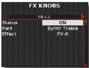 KORG Fisa Suprema - Appuyez sur le bouton [MENU/EXIT] et utilisez le bouton [DATA/ENTER] pour sélectionner la page COMMON CONTROLLERS→FX-KNOBS. - 1