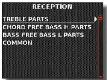 KORG Fisa Suprema - Appuyez sur le bouton [MENU/EXIT] et utilisez le bouton [DATA/ENTER] pour sélectionner la page MIDI→RECEPTION. - 1
