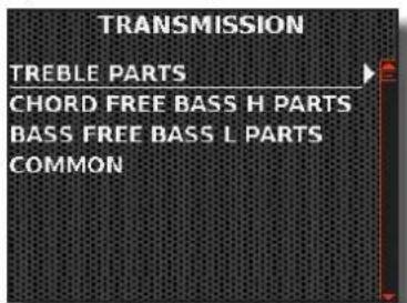 KORG Fisa Suprema - Appuyez sur le bouton [MENU/EXIT] et utilisez le bouton [DATA/ENTER] pour sélectionner la page MIDI→TRANSMISSION. - 1
