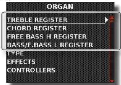 KORG Fisa Suprema - Appuyez sur le bouton [MENU/EXIT] et utilisez le bouton [DATA/ENTER] pour sélectionner l'élément de menu ORGAN. - 1