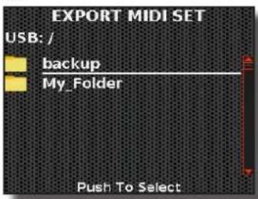 KORG Fisa Suprema - Exportation de l'ensemble MIDI actuel vers une mémoire USB - 1