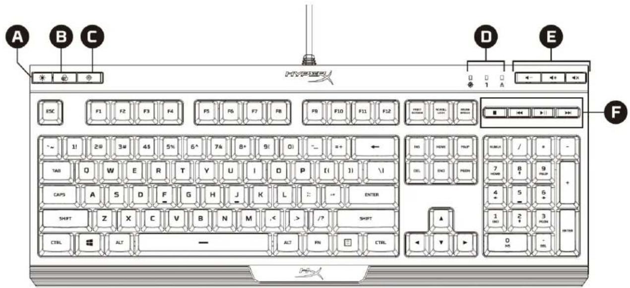HP HyperX Alloy Core RGB - 键盘概览： - 1