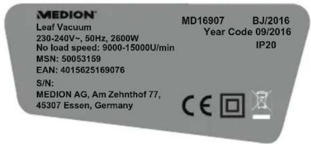MEDION MD 16907 - NOTE! - 2