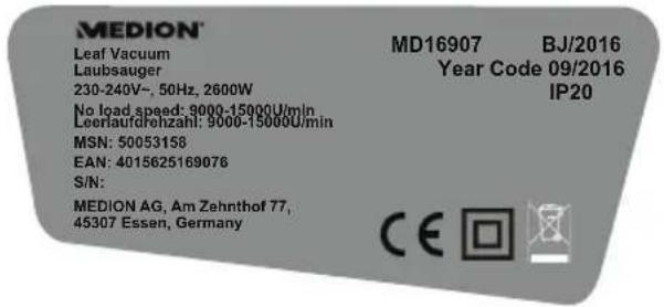 MEDION MD 16907 - NOTE! - 1