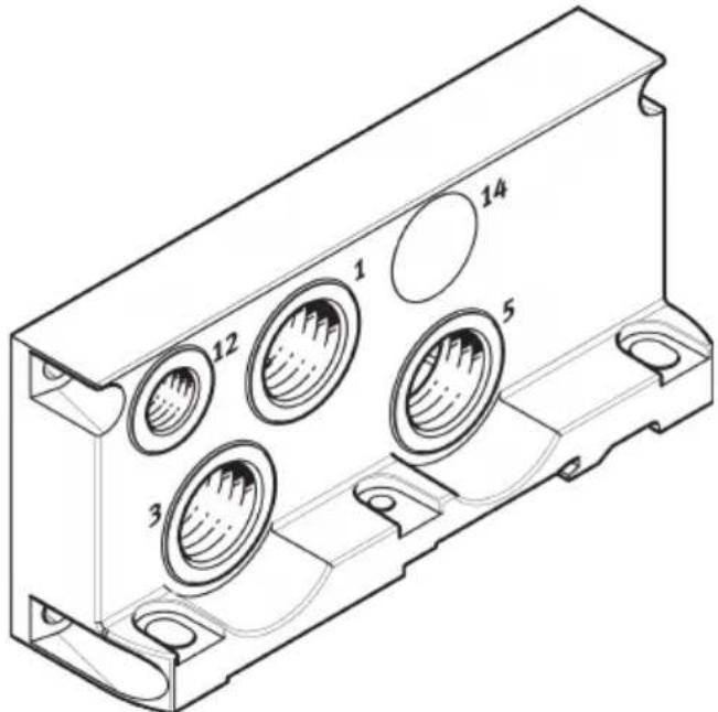 Festo VTSA-F-CB - Raccordement de la plaque d'extrémité, côté droit - 1