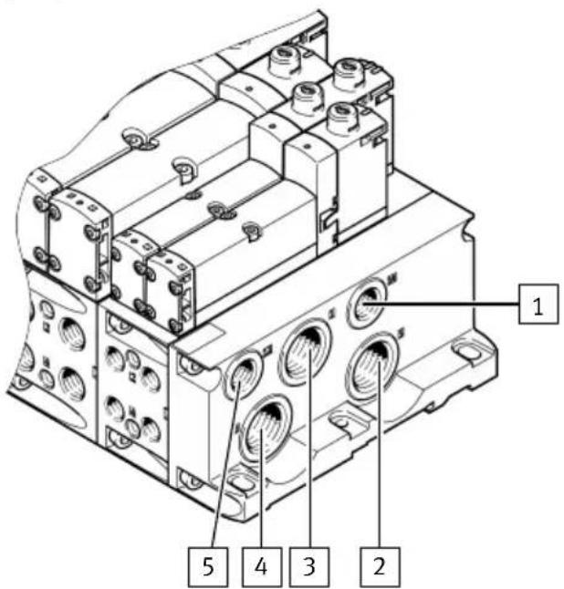 Festo VTSA-F-CB - Position et taille des raccords pneumatiques - 1
