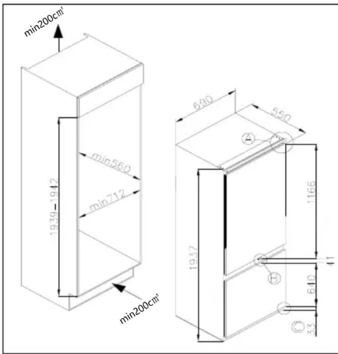 TEKA RBF 78780 FI WH - Desenho de instalaç ã o - 1