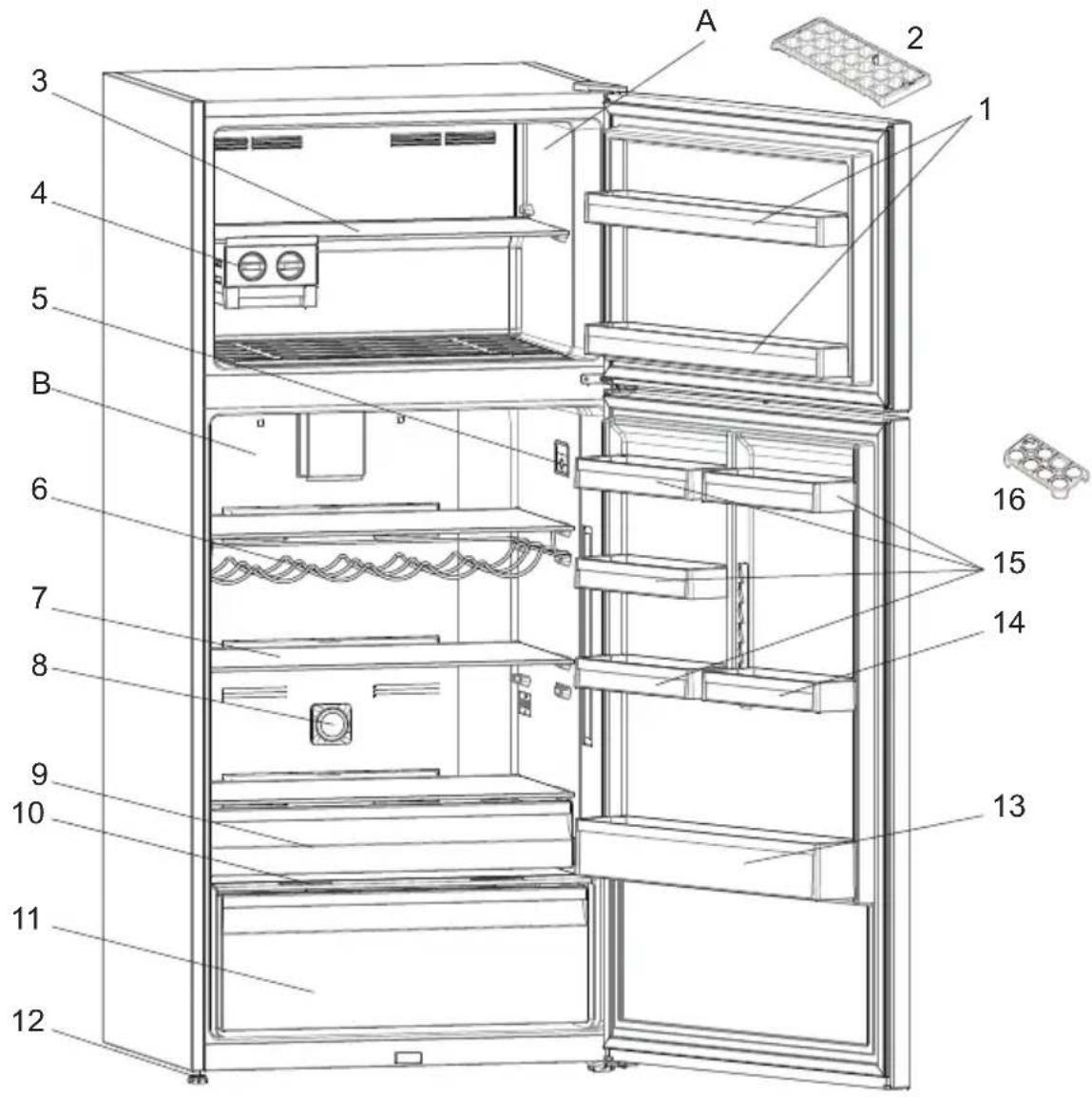 TEKA RTF 15810 SS - PART - 7. THE PARTS OF THE APPLIANCE AND THE COMPARTMENTS - 1