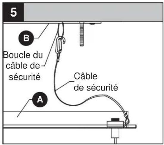 5 B Boucle du câble de sécurité A Câble de sécurité