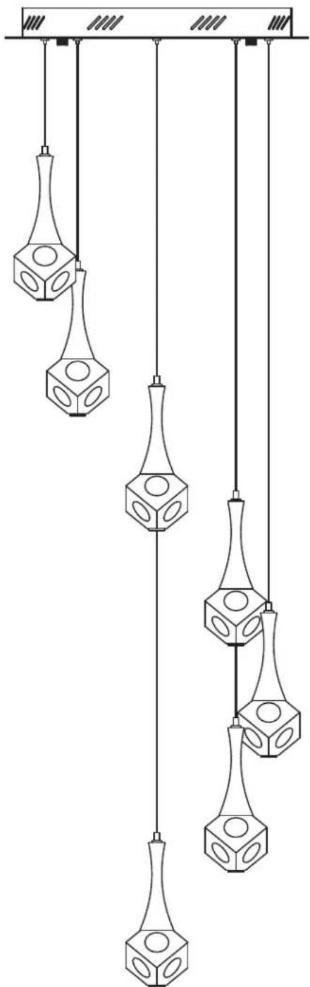 ELAN Rockne 83774 - LUMINAIRE SUSPENDU EN SPIRALE À 7 LUMIÈRES - 1