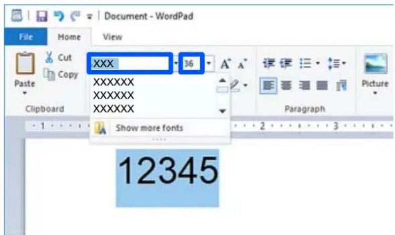 Document - WordPad File Home View Cut Copy Paste Clipboard XXXXX 36 XXXXXX XXXXXX XXXXXX Show more fonts 12345