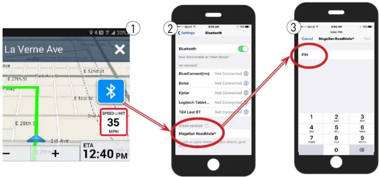 MAGELLAN RoadMate 7771T-LMB - Configuración de la función Bluetooth. - 1