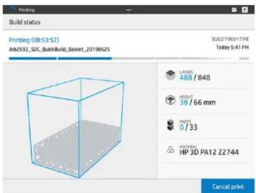 HP Jet Fusion 500 3D - Vérifiez l'état sur le panneau de commande - 2