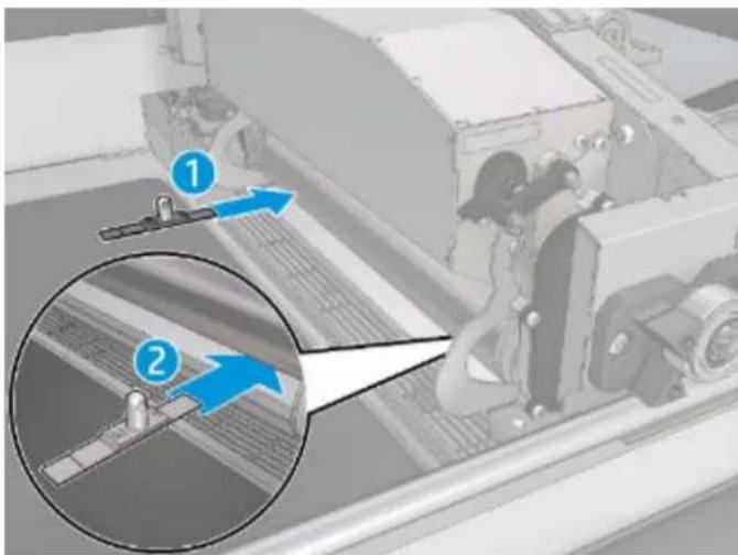 HP Jet Fusion 500 3D - Vérification du réglage de la plateforme du chariot du ruban - 9
